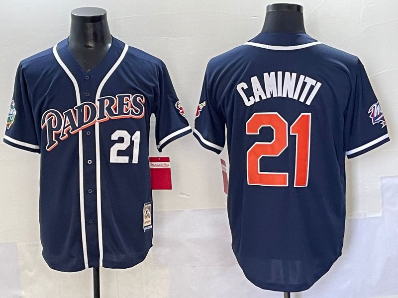 Men 2025 San Diego Padres #21 Caminiti Blue Throwback Game Nike MLB Jersey style 62